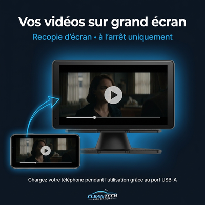Recopie d'écran pour vos vidéos à l'arrêt, charge du téléphone via port USB-A