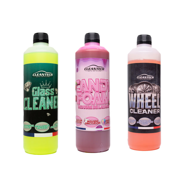Pack Essentiel CleanTech® – Jantes, Vitres & Lavage Carrosserie (3x750 mL)