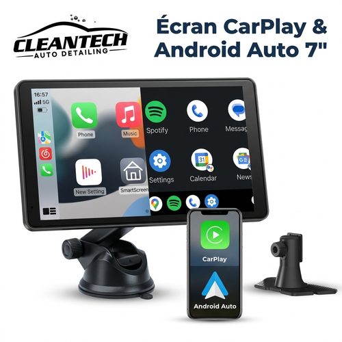 CleanTech® Écran CarPlay & Android Auto sans fil 7" – Portable, tous véhicules