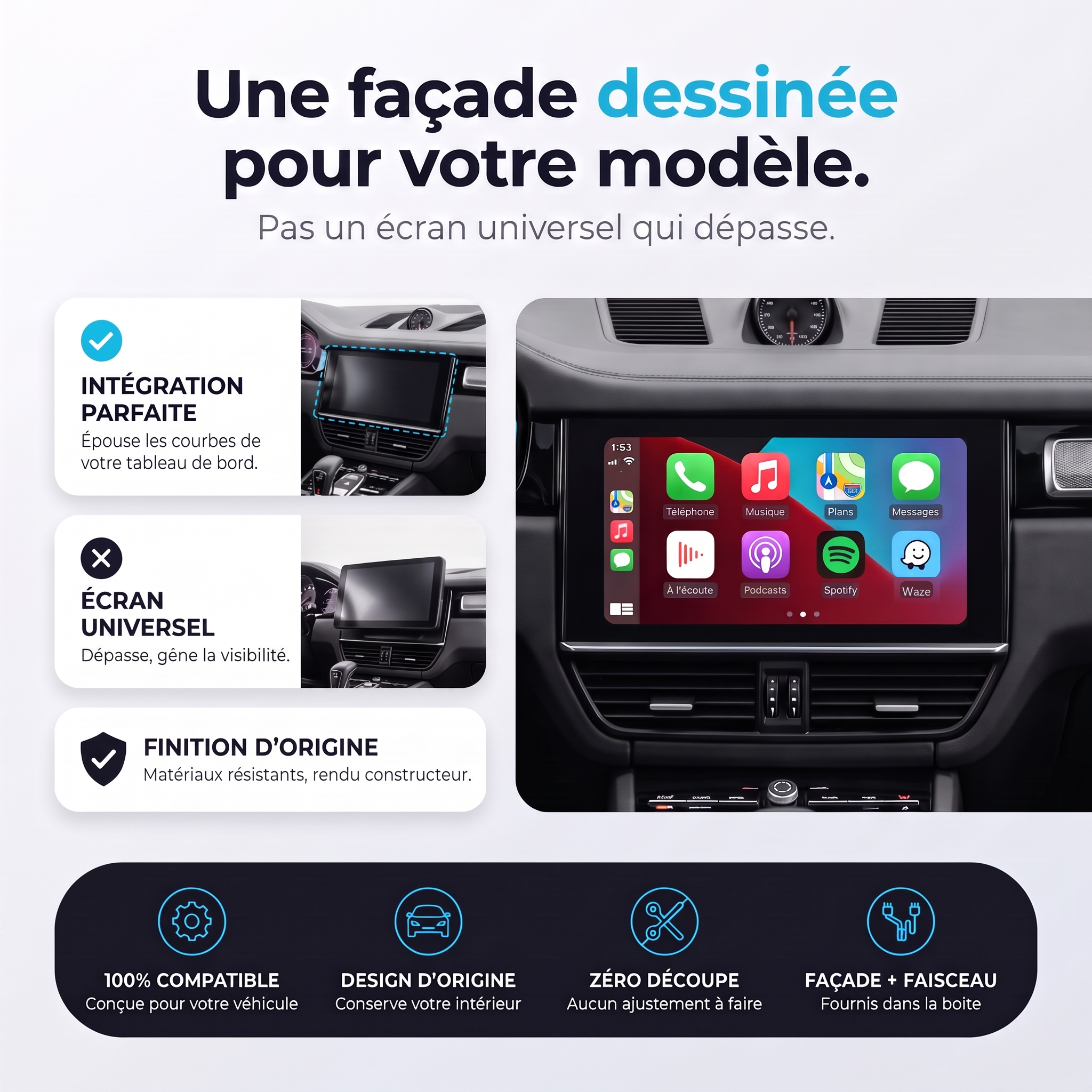Autoradio CarPlay & Android Auto Renault TWINGO 3 (2014-2024) – Une façade dessinée pour votre modèle