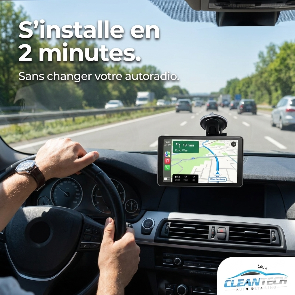Écran CarPlay installé sur tableau de bord – s'installe en 2 minutes sans changer l'autoradio