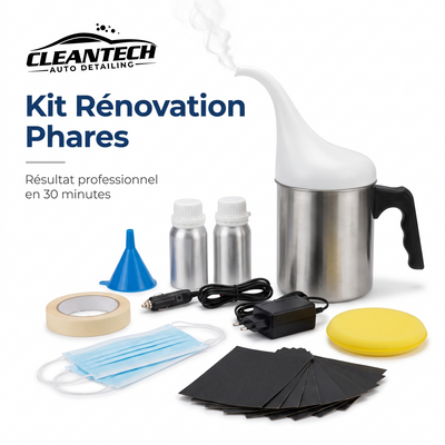 Kit rénovation phares CleanTech – vaporisateur polymère, abrasifs, accessoires