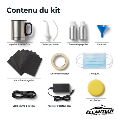 CleanTech® Kit Rénovation Phares – Polymère vapeur, résultat vitrifié