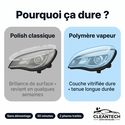 CleanTech® Kit Rénovation Phares – Polymère vapeur, résultat vitrifié