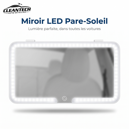 CleanTech® Miroir LED Pare-Soleil – Rechargeable, tactile, 3 modes d'éclairage