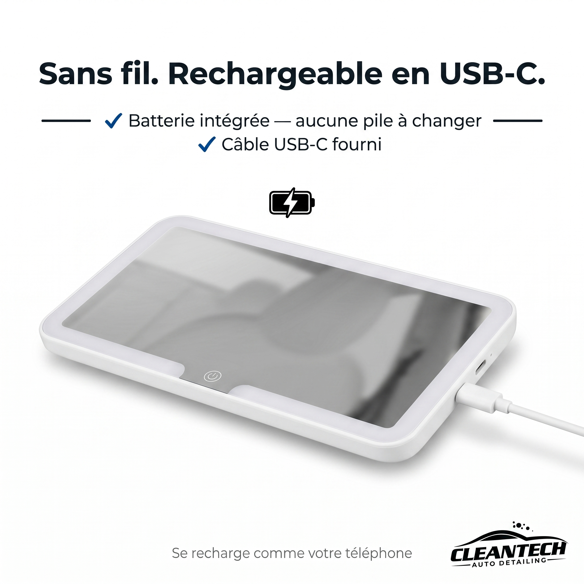 Sans fil – batterie rechargeable intégrée, câble fourni