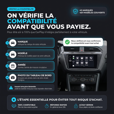 Autoradio CarPlay & Android Auto Renault CLIO 3 (2005-2014) – TYPE A – On vérifie la compatibilité avant que vous payiez